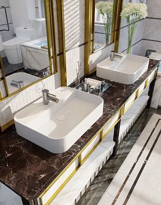 AQM5003 Раковина настольная с отверстием под смеситель. 610x450x120 фото 5