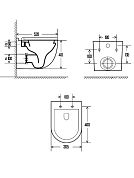 AQM2006 Унитаз подвесной с сиденьем SoftClose, технология смыва Rimless, скрытый крепеж. 520х360х410