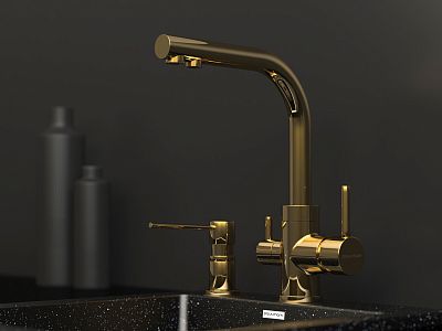 Дозатор для жидкого мыла KRAFT, D003-G, золото, Paulmark фото 3