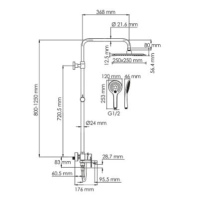 A185.254.155.WM Душевой комплект со смесителем фото 7