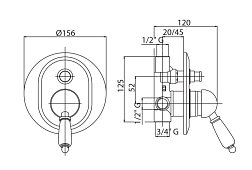 Смеситель для душа Cezares VINTAGE-VDIM-03-Sw-N