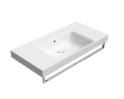 Раковина накладная/подвесная GSI NUBES 9651111 500 мм х 1000 мм, с отверстием под смеситель, с переливом, белая глянцевая фото 1