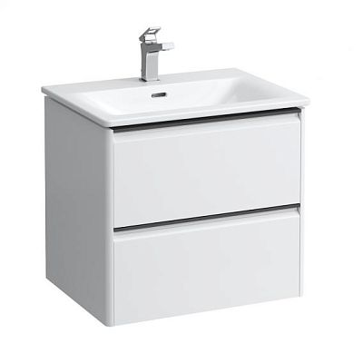 Тумба с раковиной Laufen Palace ПЭК 8.6170.2.260.104.1 60 см, белый матовый, 2 ящика, ручки черный алюминий фото 1