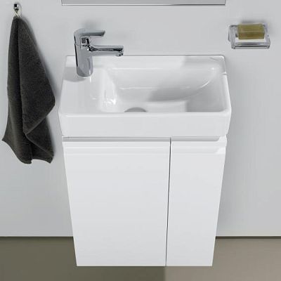 Тумба асимметричная Laufen Pro S 4.8300.1.095.475.1 для раковины Pro S 8.1595.5, дверца слева, полки справа, белый глянцевый фото 3