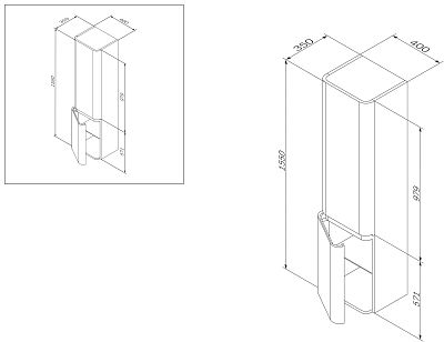 M30CHL0406TF Sensation, Шкаф-колонна, подвесной, левый, 40 см, двери, табачный дуб, текстурированная фото 2