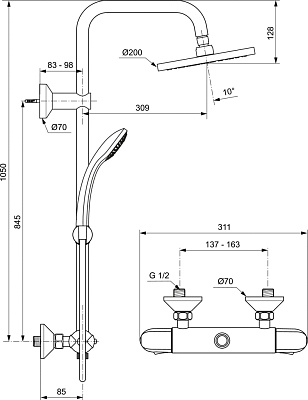 Душевая стойка Ideal Standard IdealRain Eco A6421AA фото 2
