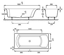 E60143RU-00 ванна OVE прямоуг /180x80/ (бел)