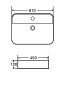 AQM5003 Раковина настольная с отверстием под смеситель. 610x450x120