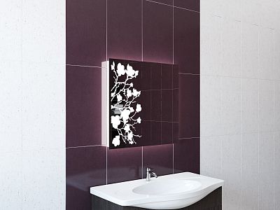Зеркало для ванной с подсветкой Sfera FLOWERS 80х70 фото 3