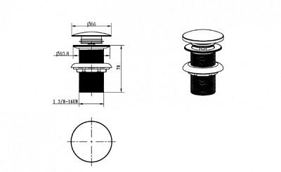 Слив для раковиныс переливом Boheme Imperiale 611/2 автомат(клик-клак) фото 2