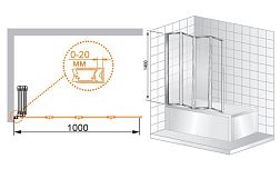 Шторка на ванну Cezares PRATICO-V-4-100/140-P-Cr-R