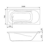 W76A-150-070W-A Sense New, ванна акриловая А0 150х70, см