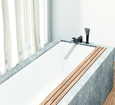 KLUDI BALANCE Однорычажный смеситель для ванны и душа на 3 отверстия, длина излива 220 мм, чёрный матовый/хром, арт. 524478775 фото 3