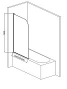 Шторка на ванну 800*1400мм., стекло 6мм, цвет профиля хром.