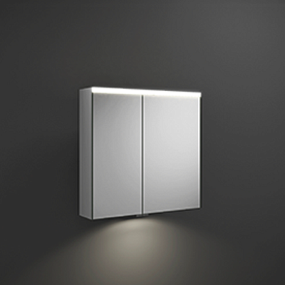 Зеркальный шкаф с подсветкой BURGBAD, 708х680х160 мм,свет. 1 выкл. и розетка,стекл полки, 2 зеркальн двери с обеих сторон, зеркалый корпус фото 1