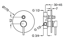 Встраиваемый смеситель Teorema JABIL 73010110041