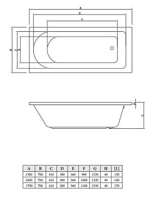 Rea 160x70 Прямоугольная ванна С-bath фото 4