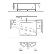 W72A-160R100W-A2 Ванна акриловая spirit  ассиметричная 160x100, без слива/перелива, правосторонняя