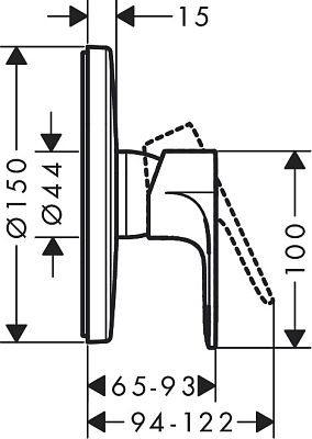 Смеситель для душа HANSGROHE REBRIS E 72668000 Хром фото 3