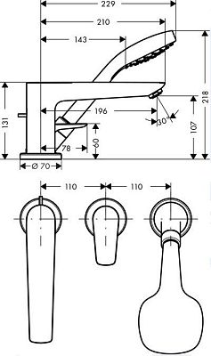 Смеситель для ванны Hansgrohe Talis E 71730000 фото 2