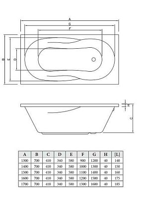 Vesta 160x70 Прямоугольная ванна С-bath фото 4