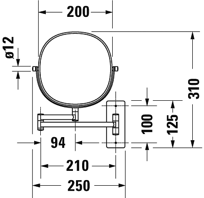 Косметическое зеркало Duravit D-Code 0099121000 хром фото 4