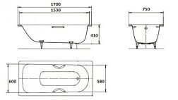 112600010001 ванна стальная KALDEWEI SANIFORM PLUS mod 373-1 /170х75/