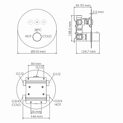 Dinkel 5844 Thermo Смеситель для ванны и душа фото 3