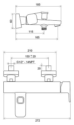 X070065 смеситель для ванны 10° TD 022.00/150 настенный /15/ (хром) фото 4