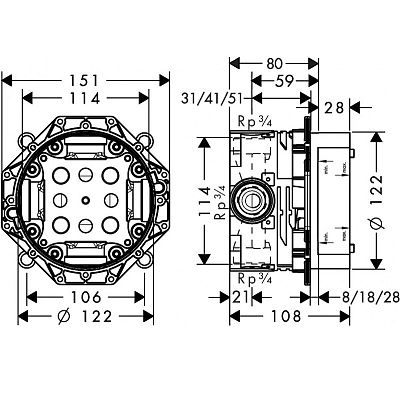Скрытая часть Hansgrohe Ibox Universal 01800180 фото 5