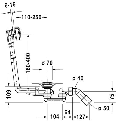 Комплект слива-перелива Duravit D-Code 790225000001000 хром фото 3