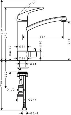 Смеситель Hansgrohe Focus Е2 31803000 фото 2