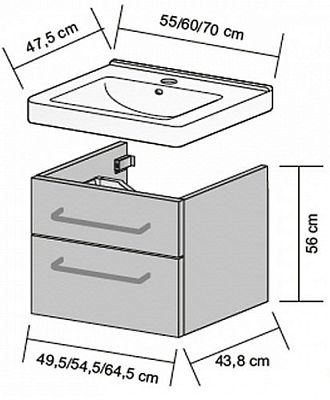 Тумба под умывальник Dreja Q MAX S 60155 фото 2