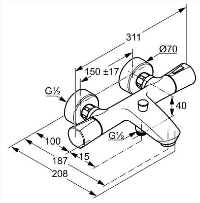 351010538 термостат ZENTA для ванны/душа (хром) фото 2