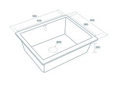 Мойка кварцевая GERA, PM205546-CO, кофе, 555х460, подст. мон. Paulmark