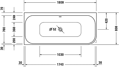 Акриловая ванна Duravit Happy D2 Plus 700449800000000 1800 х 800 c двумя наклонами для спины, с интегрированной акриловой панелью и ножками, угловая, белая/графит супер матовый фото 5