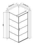 Душевой уголок  900*900*1950мм., стекло 6мм, цвет профиля матовый черный, горизонтальные линии.