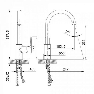 Смеситель для кухни IDDIS Cuba состаренное серебро (CU4SBJ0i05) фото 2