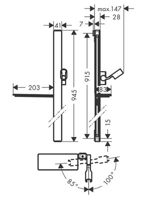 Штанга для душа HANSGROHE Unica E 27640400 с держателем для лейки, полкой и шлангом, цвет Белый/Хром фото 5