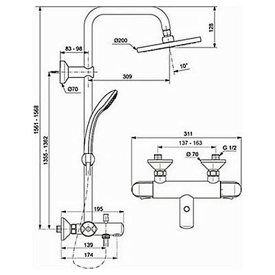 Душевая стойка Ideal Standard IdealRain Eco A6426AA фото 2