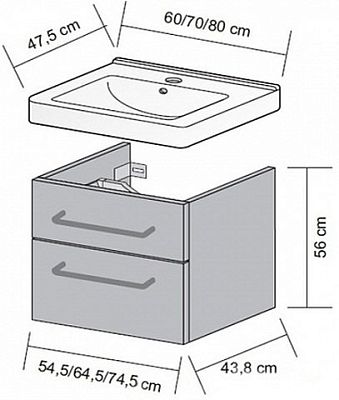 Тумба под умывальник Dreja Q MAX 60094 фото 2