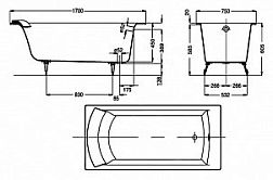 E2930-00 ванна BIOVE /170x75/ (бел) без отв. под ручки