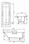 E2947-00 ванна PARALLEL /170x70/ (бел) без отв. под ручки