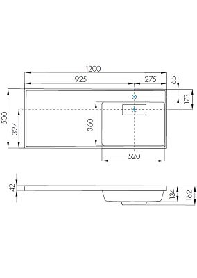 1A72243KLH010 раковина для стиральной машины АКВАТОН ЛОНДРИ 120 правая /16,2х120х50/ (белый) фото 2