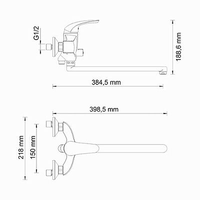 Rossel 2802L Смеситель для ванны с длинным изливом фото 6
