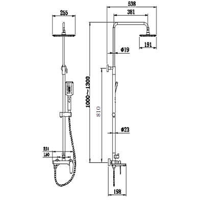 Душевая колонна Bravat Arden со смесителем для ванны и душа (F6351385CP-A1-RUS) фото 2