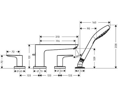 Смеситель для ванны Hansgrohe Talis E 71748700 фото 2
