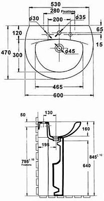 E4159NG-00 раковина PATIO /60x47/ (бел) фото 2