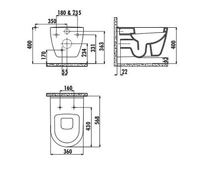 CREAVIT Унитаз подвесной TP328.001Z0 фото 1