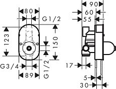 Смеситель скрытая часть Hansgrohe 31741180